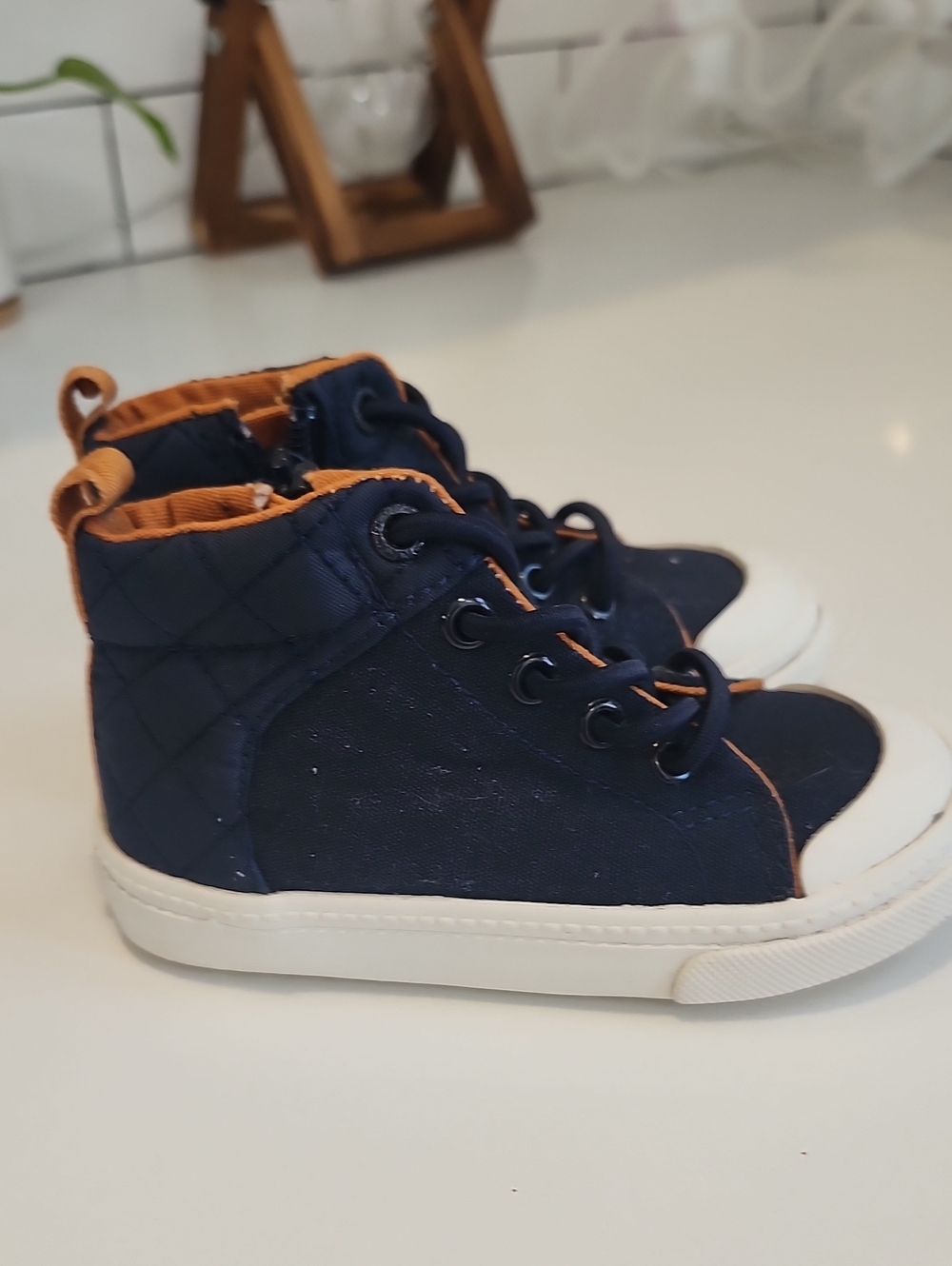 Old Navy Navy High-Top Sneakers with Orange Trim